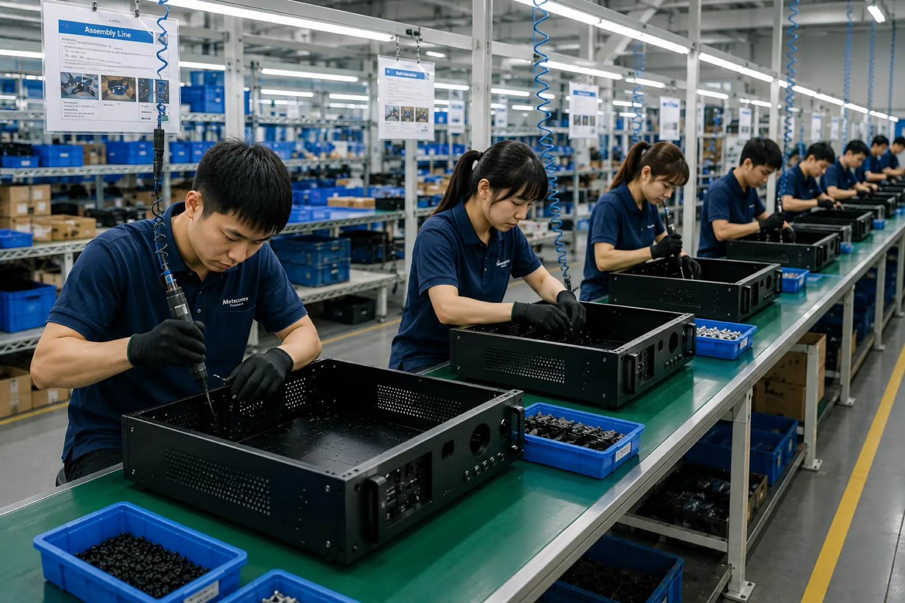Professional audio enclosure component assembly and export preparation
