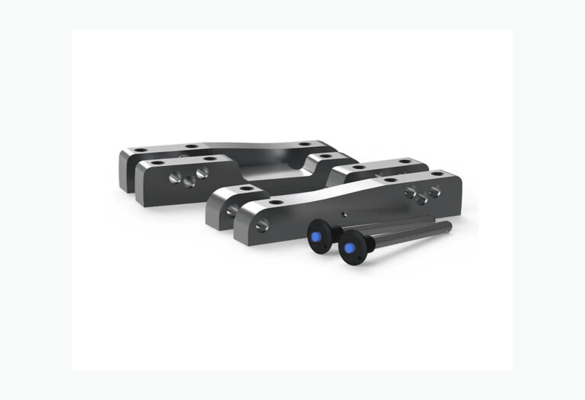 Precision line array rigging and quick-release suspension components
